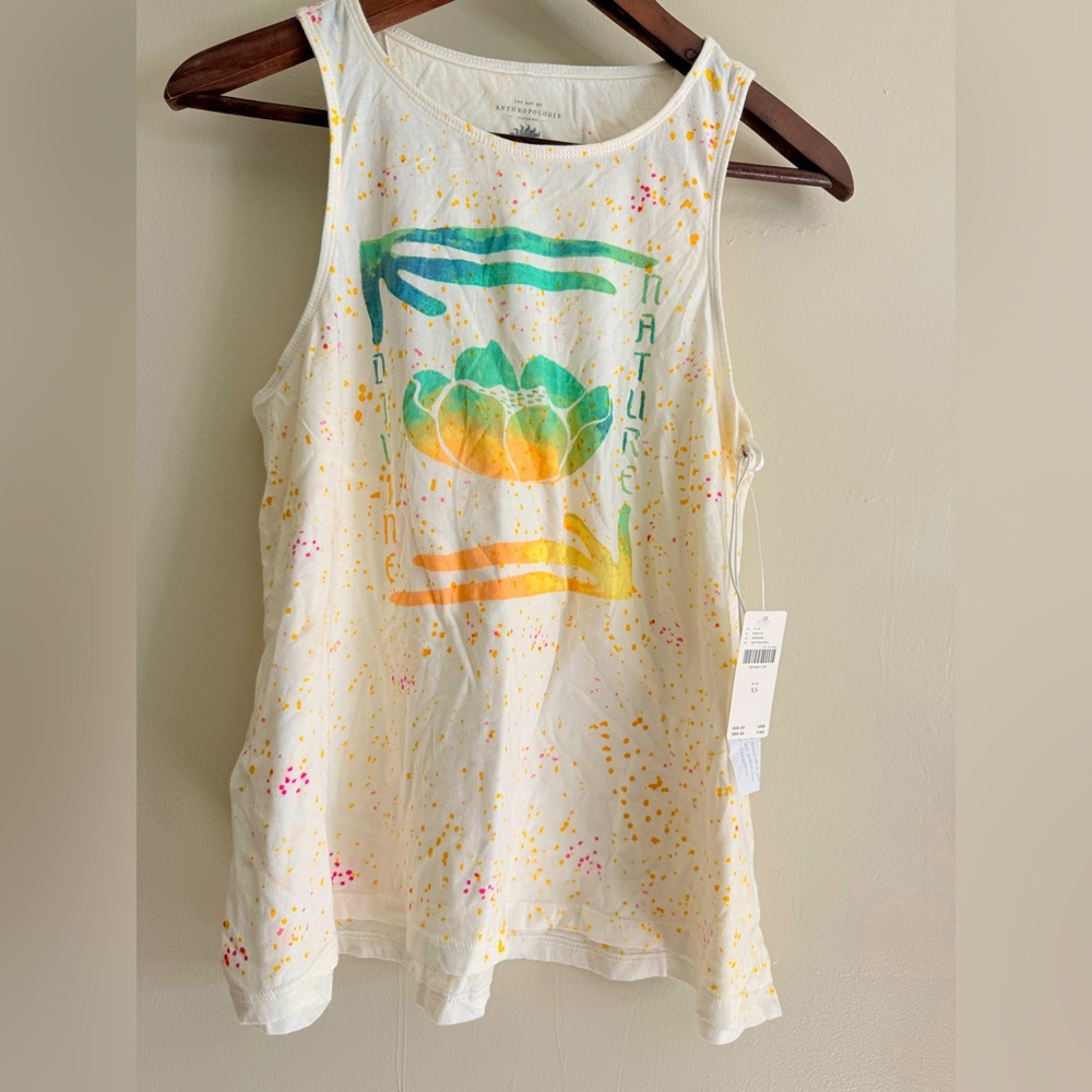 NWT The Art of Anthropologie crop‎ boho nature yoga printed tank XS